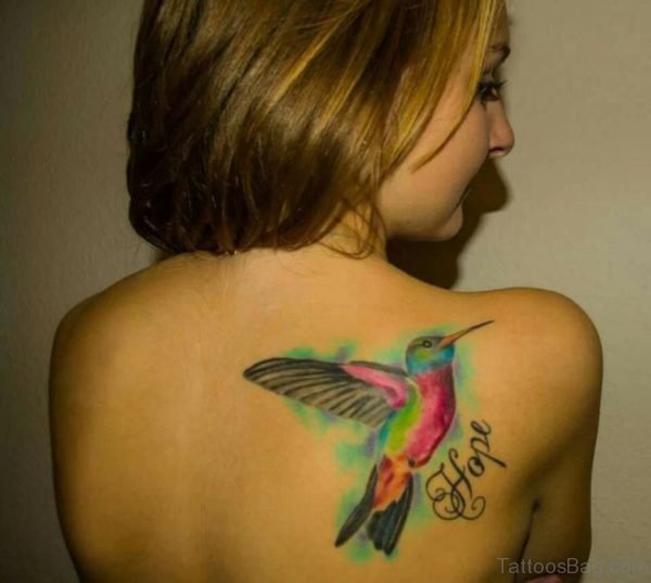 Awesome Hummingbird Tattoo On Back