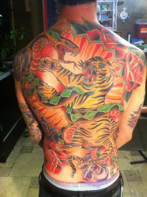  Tiger Tattoo On Full Back