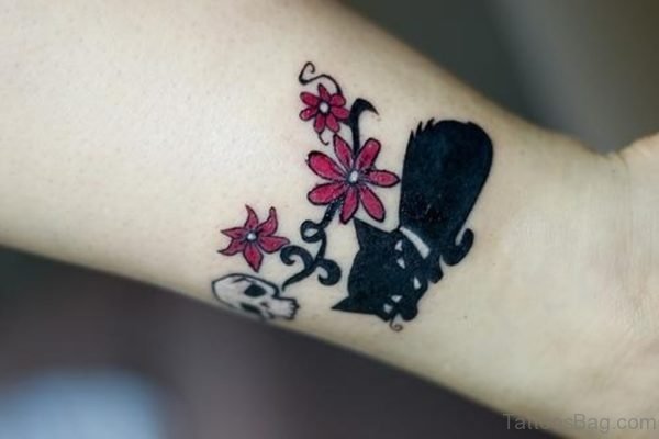 Cute Cat Tattoo On Wrist