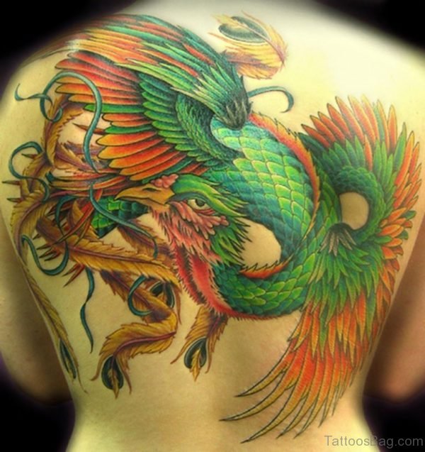 Green Color Phoenix Tattoo
