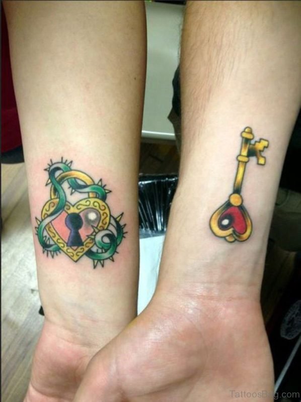 Lock And Key Tattoo On Wrist