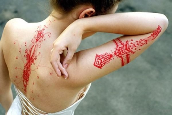 Red Geometric Tattoo