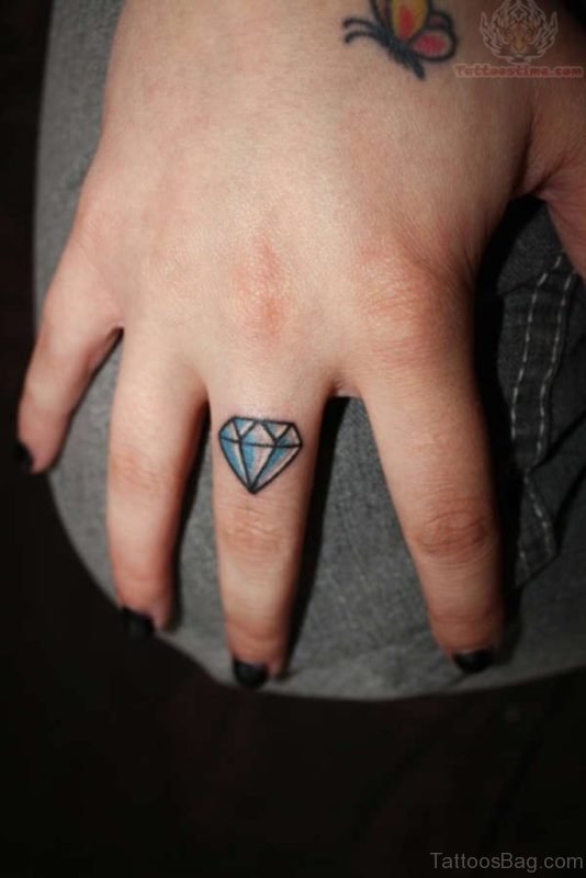Stylish Diamond Tattoo On Finger
