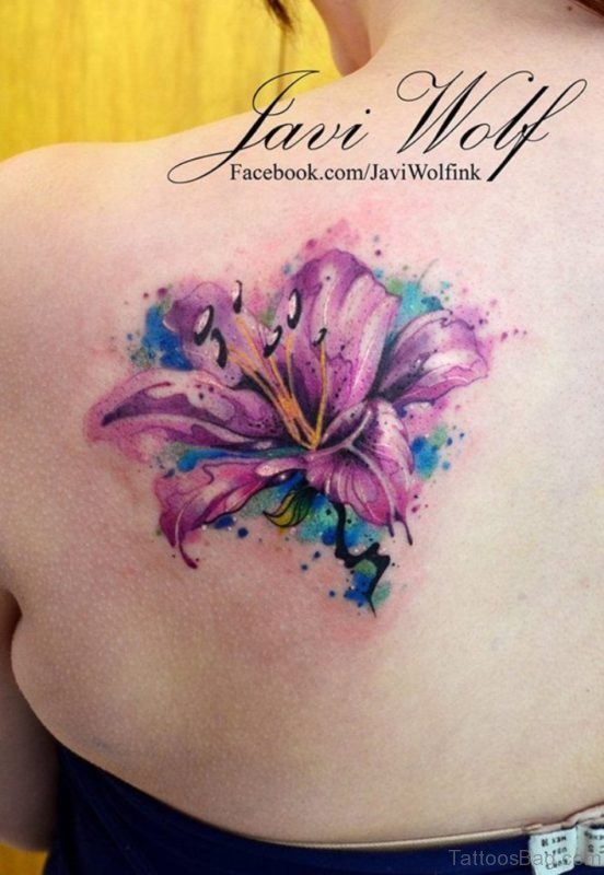 Watercolor Lily Flower Tattoo