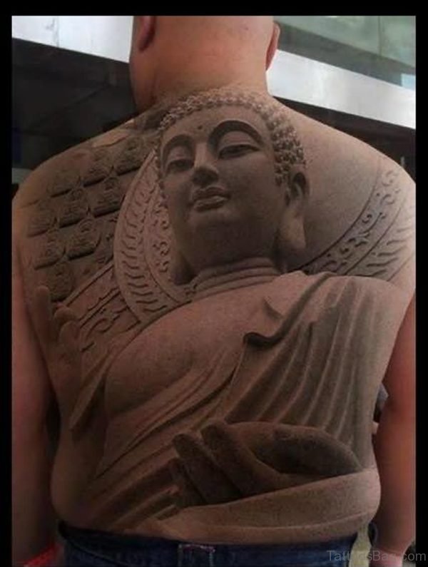 3D Buddha Tattoo On Full Back