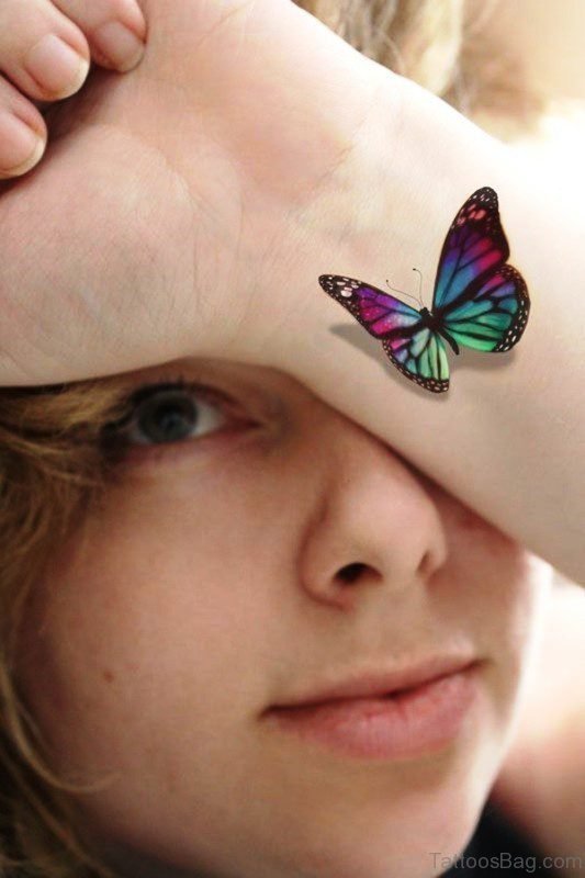 3D Butterfly Tattoo On Wrist