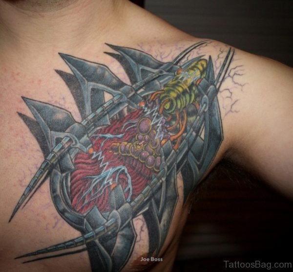 3D Robotic Armor Biomechanical Tattoo