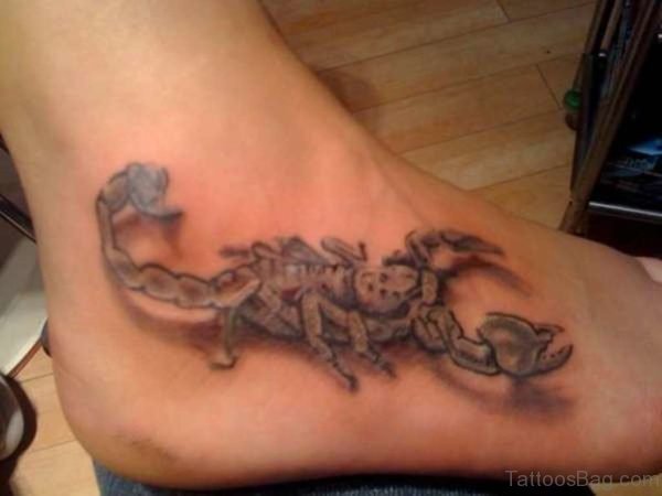 3D Scorpion Tattoo On Foot