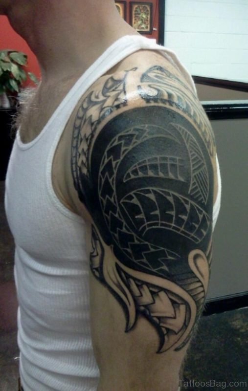 Abstract Half Sleeves Shoulder Tattoo