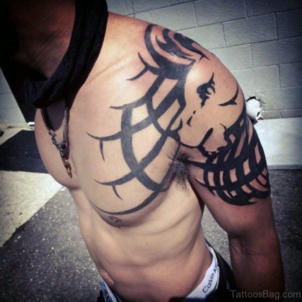 Abstract Tribal Lion Tattoo