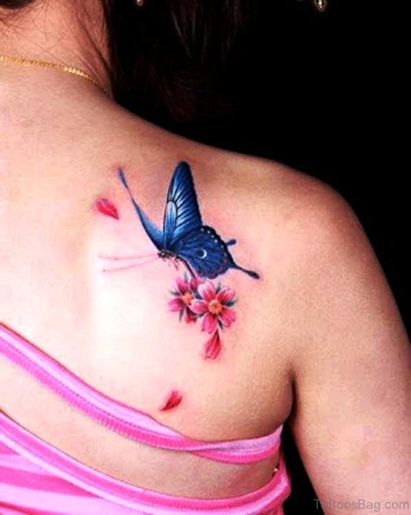 Adorable Butterfly Shoulder Tattoo