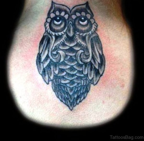 Adorable Owl Neck Tattoo For Men
