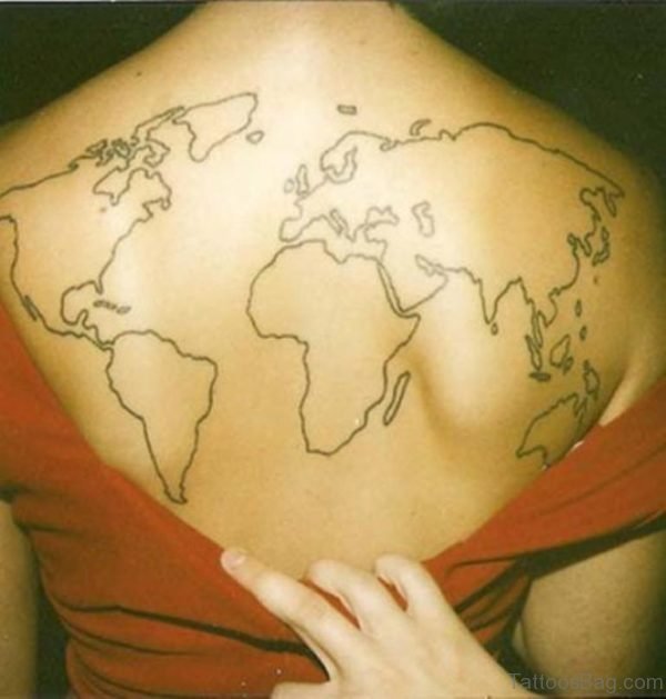 African Map Tattoo On Back Body