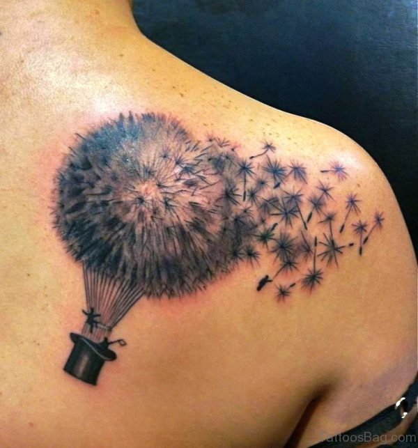 Air Balloon Dandelion Tattoo Design