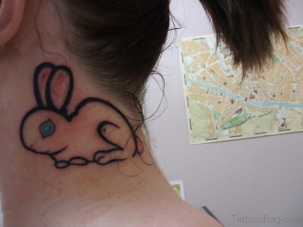 Amaizng Rabbit Tattoo On Neck