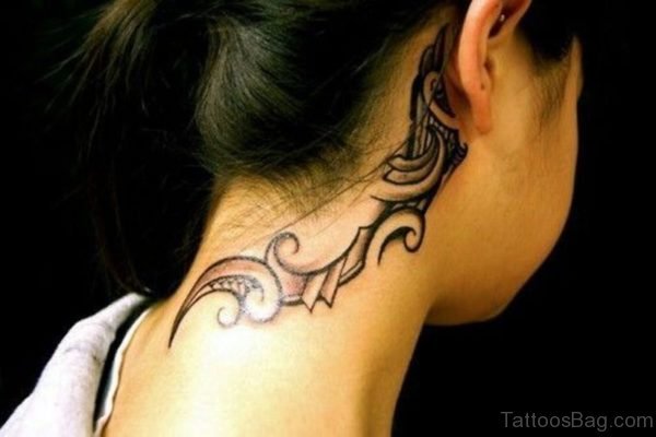 Amazing Tribal Tattoo On Neck