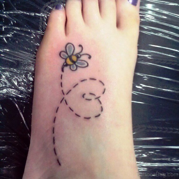 Amazing Bee Tattoo On Foot 