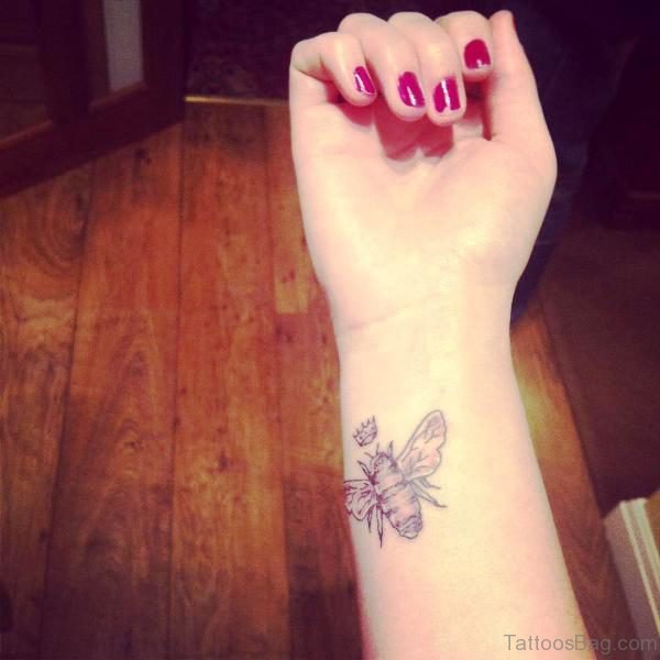 Amazing Bee Tattoo On Wrist