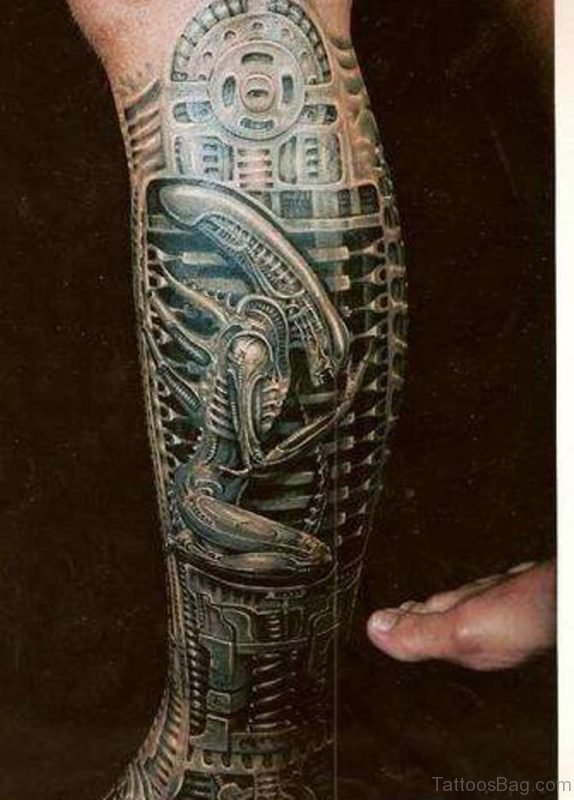 60 Trendy Biomechanical Tattoos On Leg