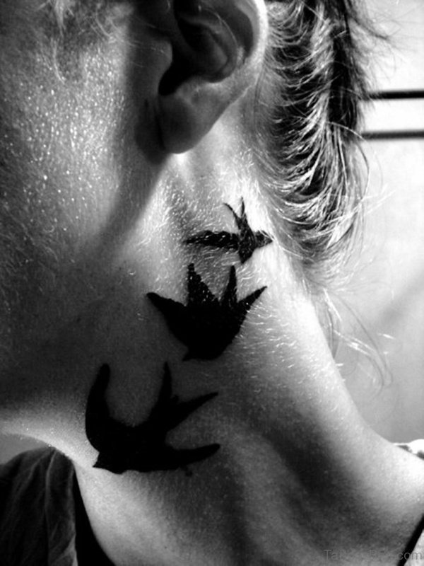 Amazing Birds Tattoo On Neck