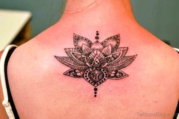Amazing Black Lotus Neck Tattoo