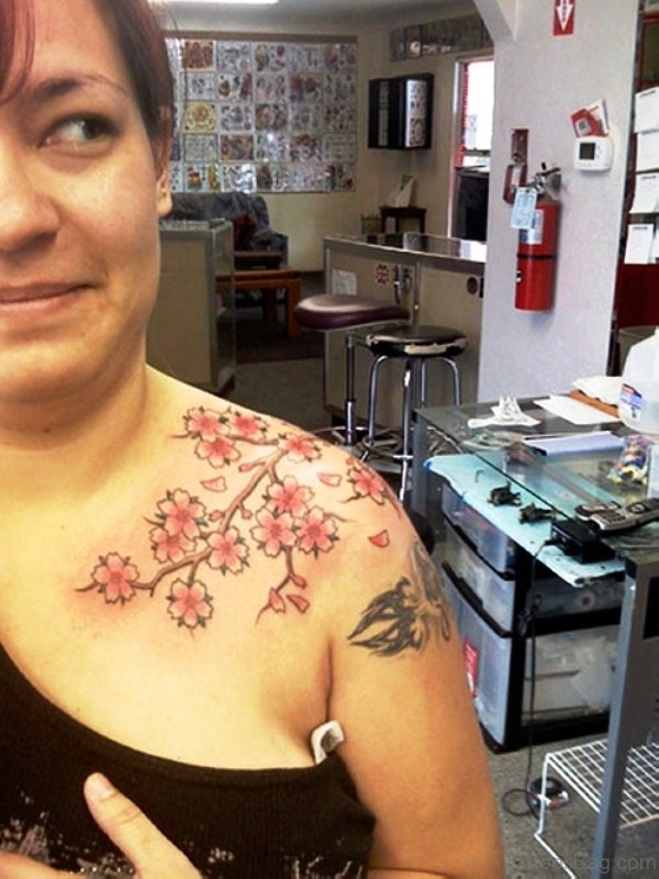Amazing Cherry Blossom Flower Tattoo Design