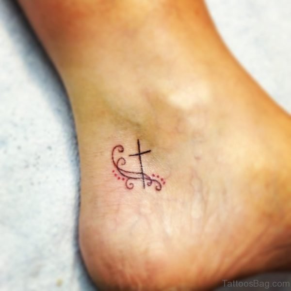 Amazing Cross Tattoo On Ankle