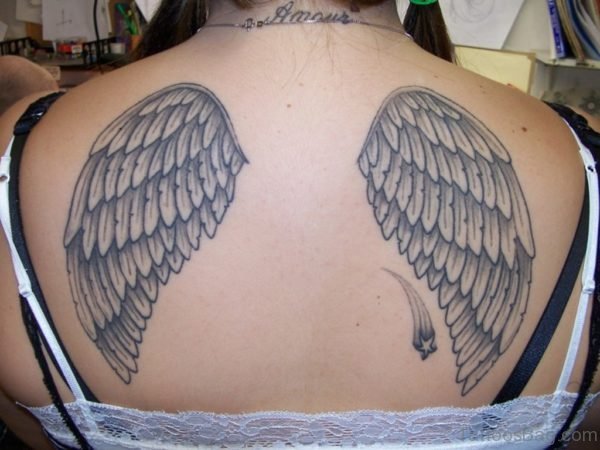 Amazing Grey Wings Tattoo 