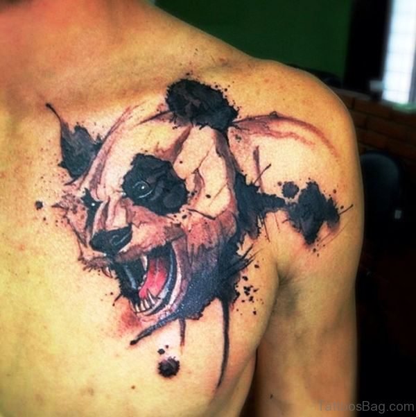 Amazing Panda Shoulder Tattoo