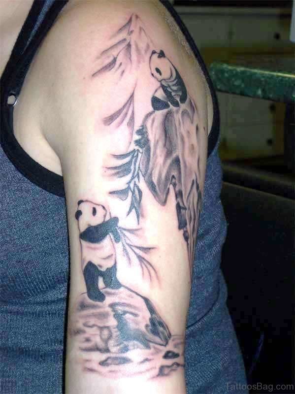 Amazing Panda Tattoo On Shoulder