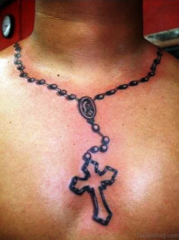 Amazing Rosary Neck Tattoo