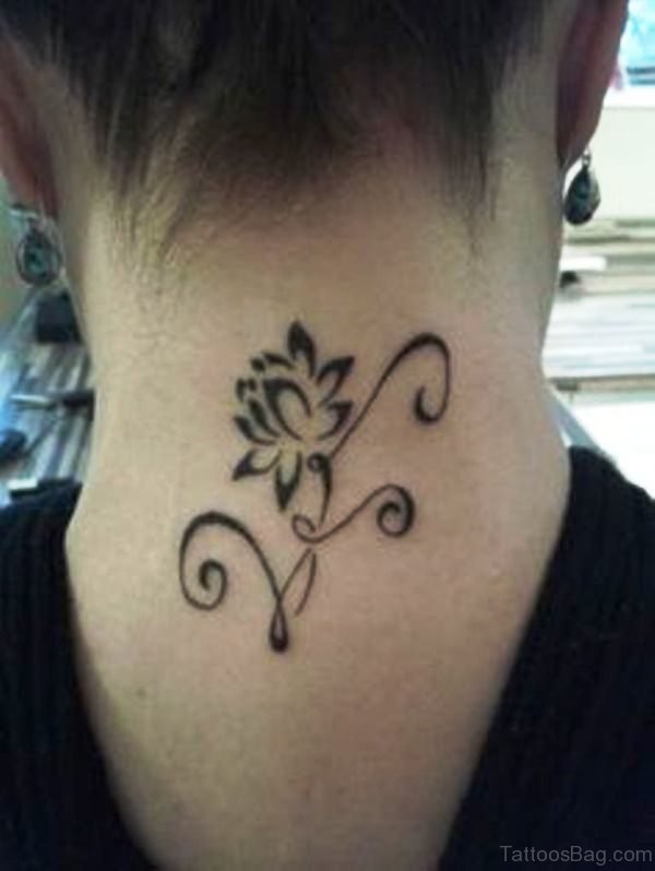 Amazing Small Neck Lotus Tattoo