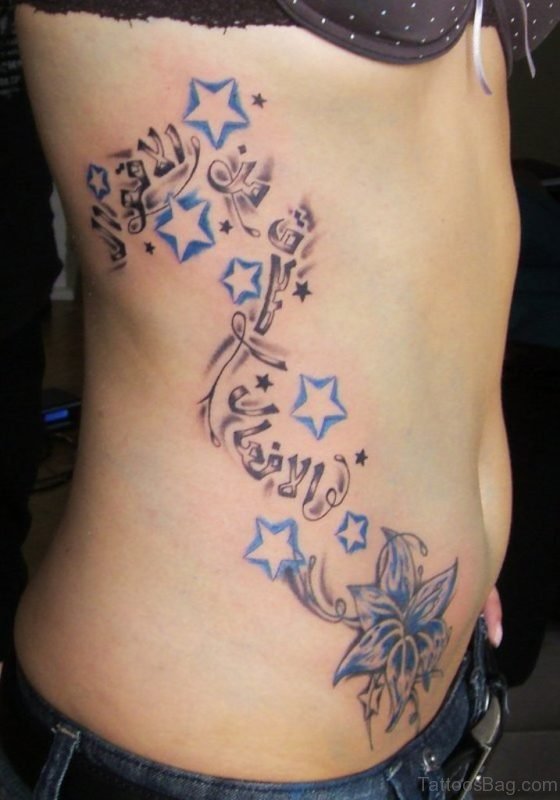 Amazing Stars Tattoo On Rib