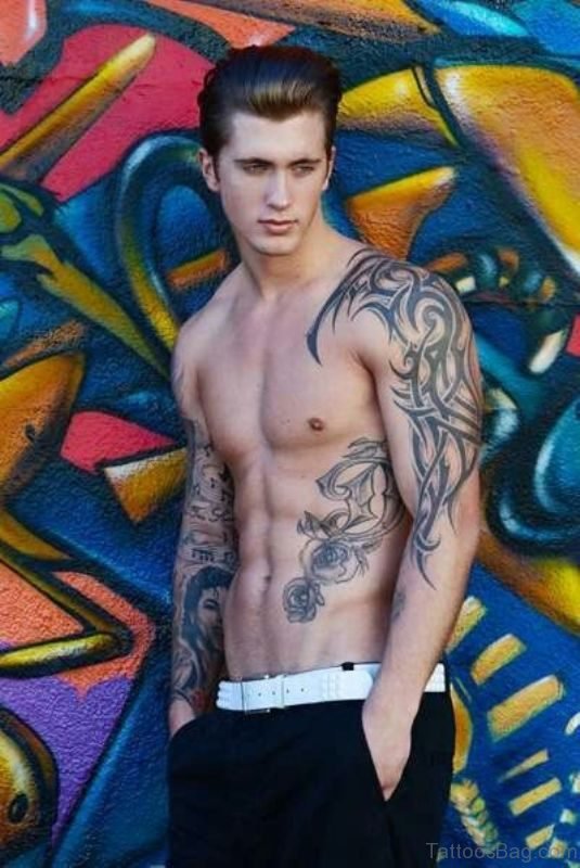 Amazing Tribal Half Sleeves Shoulder Tattoo