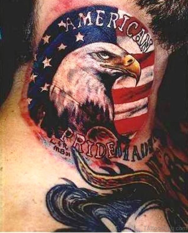 American Eagle Tattoo On Neck