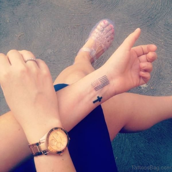 American Flag Tattoo On Wrist