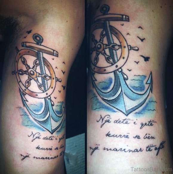 Anchor And Ship Wheel Tattoos