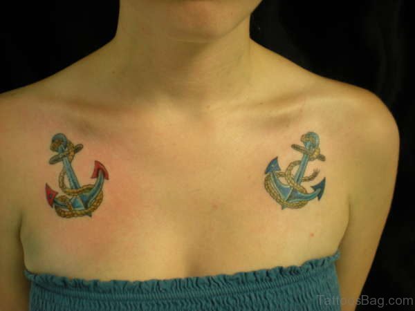 Anchor Banner Tattoo On Chest
