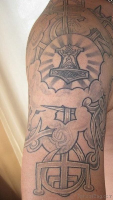 Anchor Compass Tattoo On Shoulder