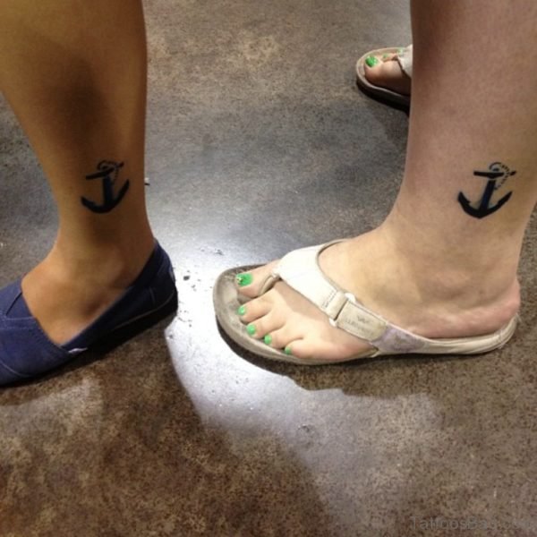 Anchor Tattoo On Left Ankle