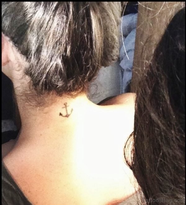 Anchor Tattoo On Neck