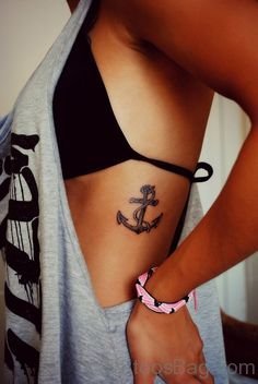 Anchor Tattoo On Rib