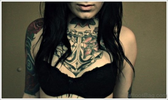 Anchor Tattoo on chest For Girls