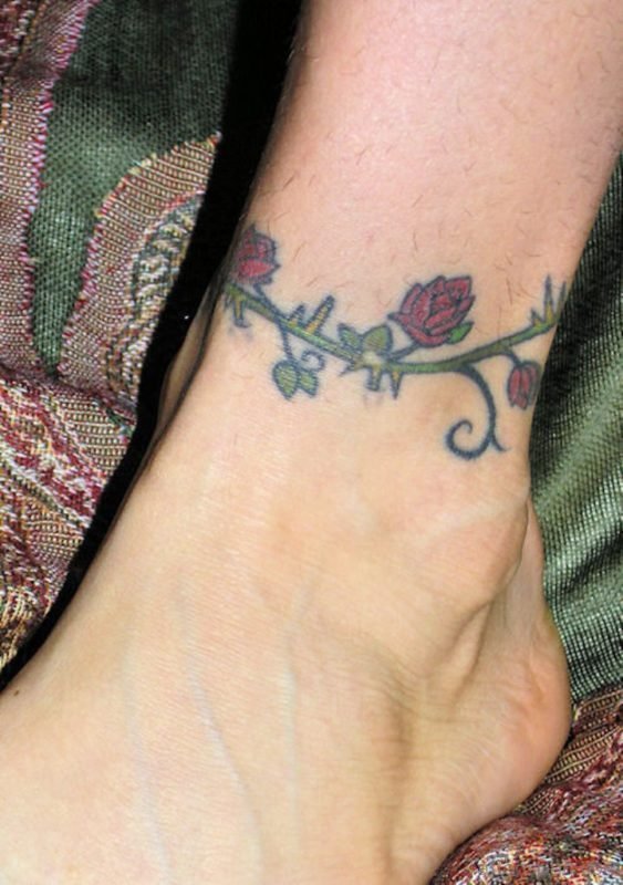 Ankle Black Rose Tattoo Image