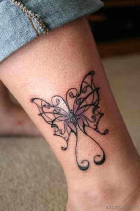 Ankle Butterfly Tattoo