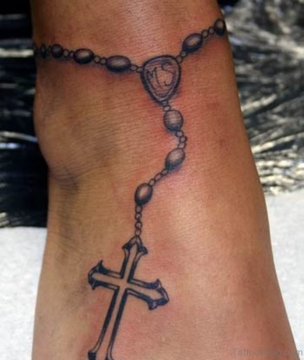 Ankle Rosary Tattoo