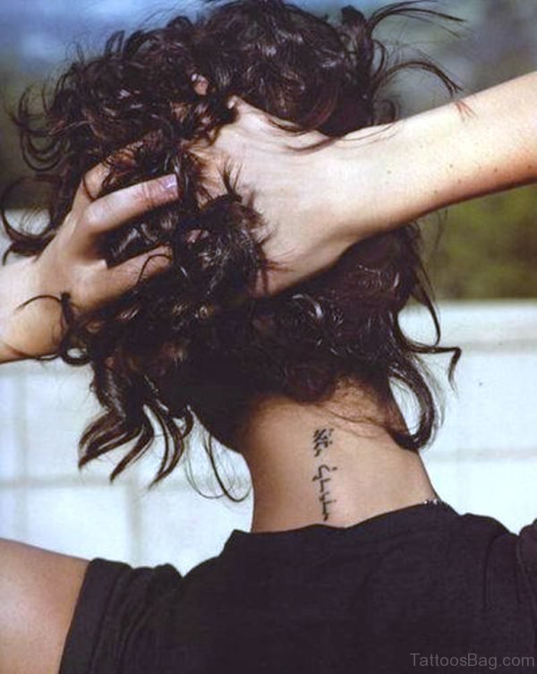 Arabic Neck Tattoo