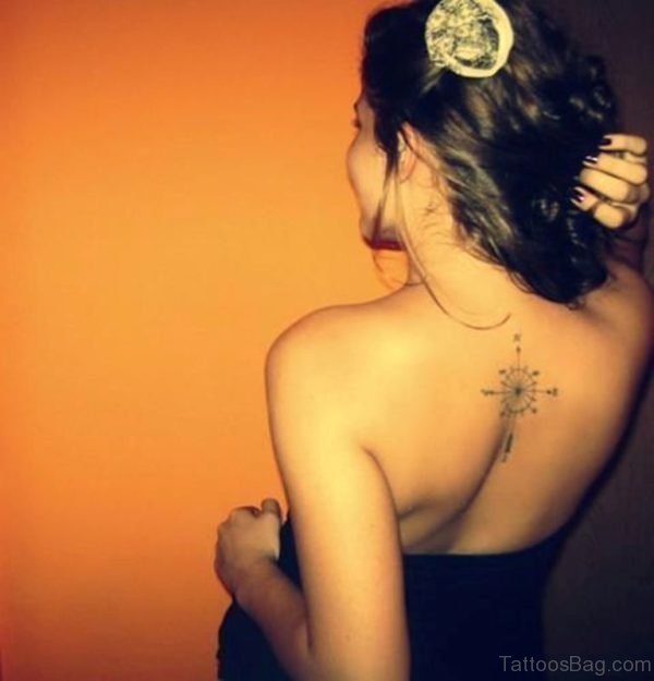 Attarctive Compass Tattoo For Collage Girl