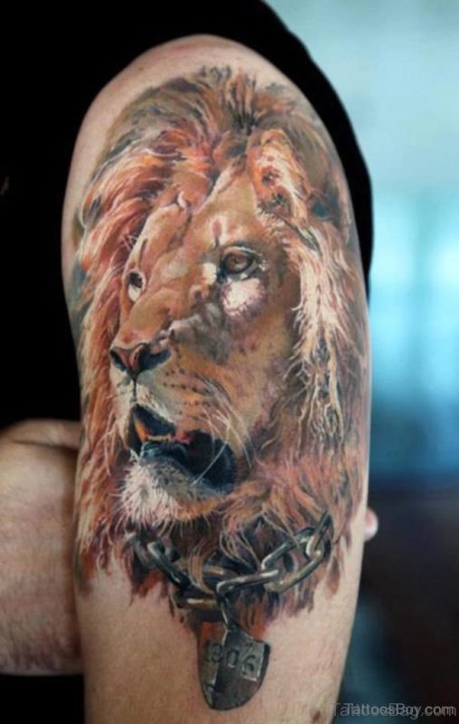 Attractive Lion Tattoo On Thigh