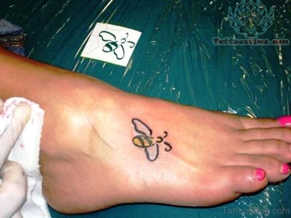 Attractive Bee Tattoo On Foot 